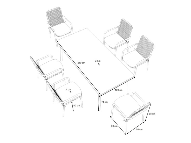 Wymiary produktu - Mayena Dining L