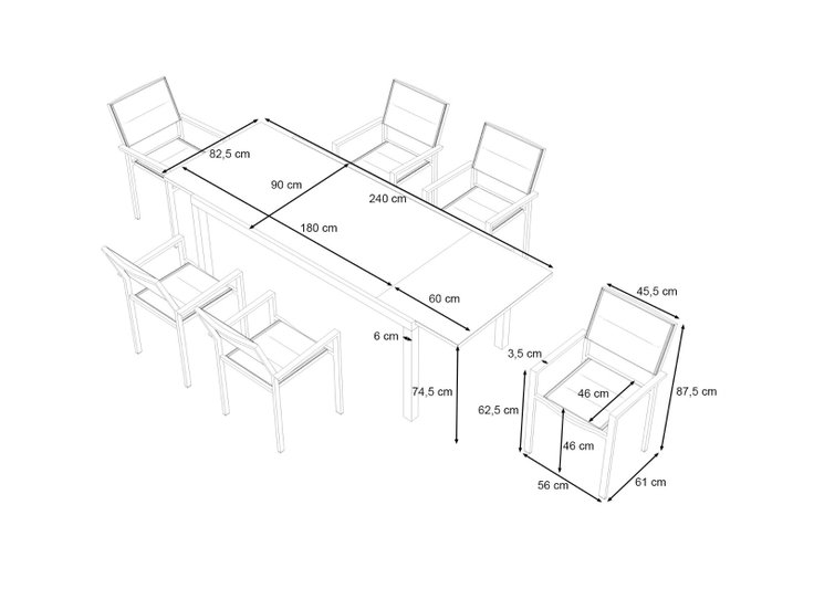 Wymiary produktu - Fabio Dining L