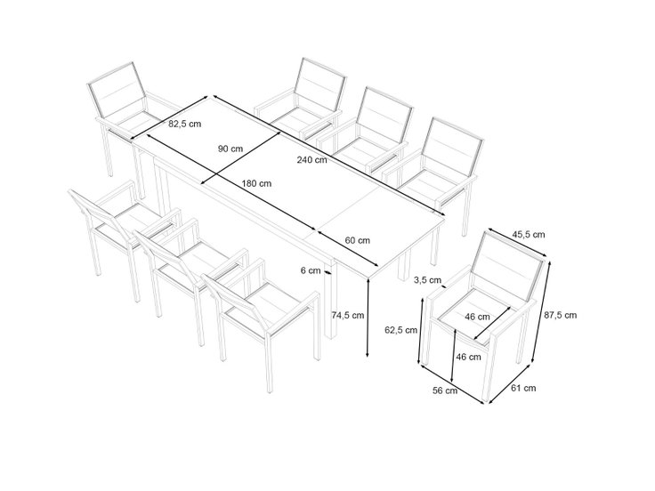 Wymiary produktu - Fabio Dining XL