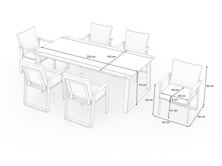 Wymiary produktu - Aura Dining L