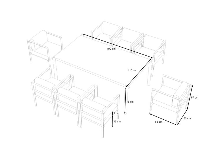 Wymiary produktu - Terra Dining XL