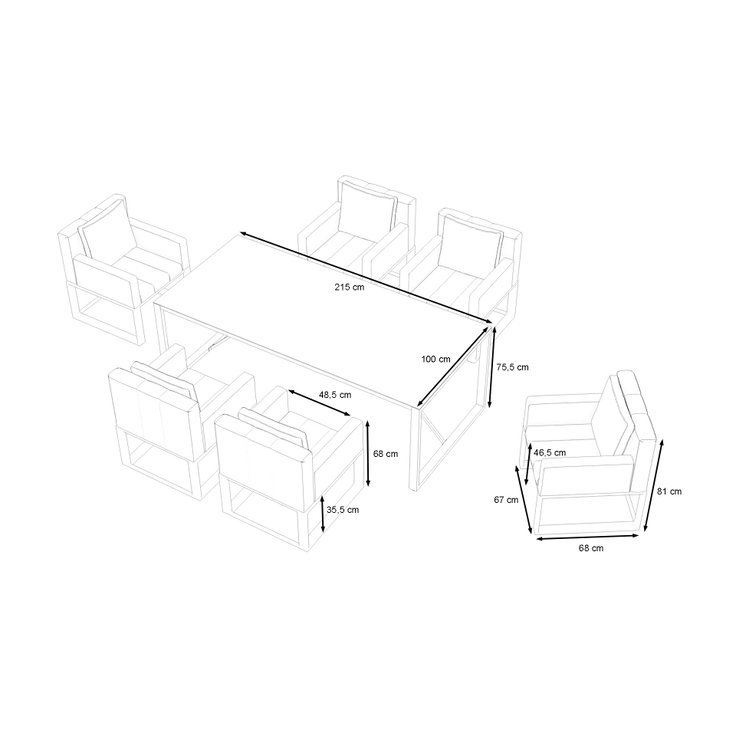Wymiary produktu - Stripe Dining L