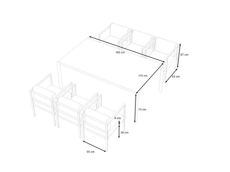 Wymiary produktu - Terra Dining L
