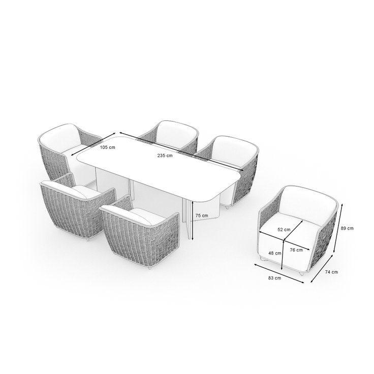 Wymiary produktu - Caracas Dining L