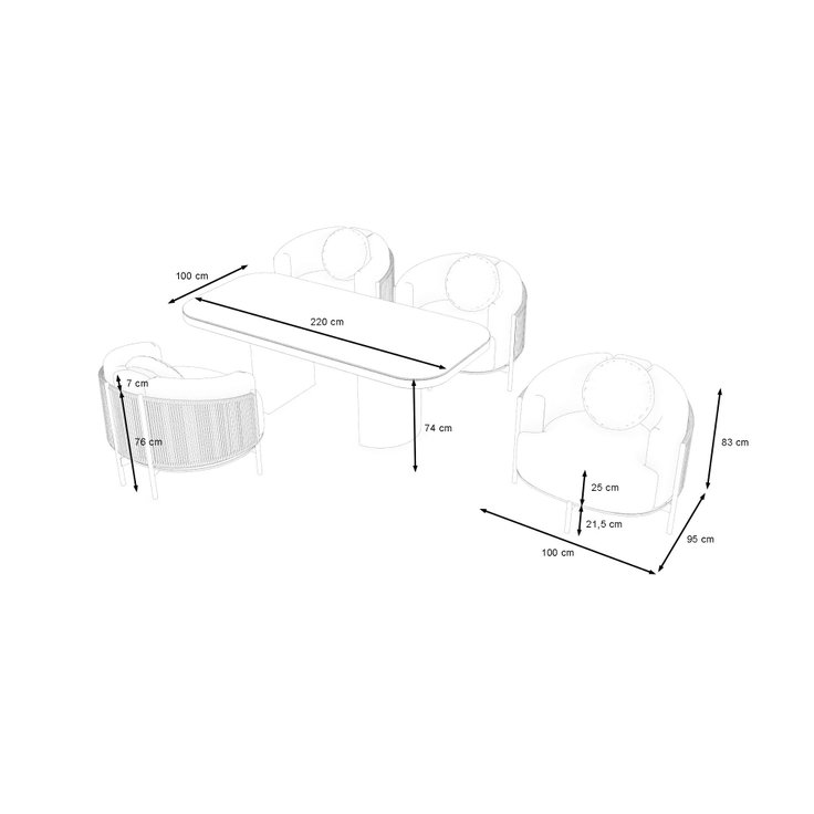 Wymiary produktu - Claire Dining M