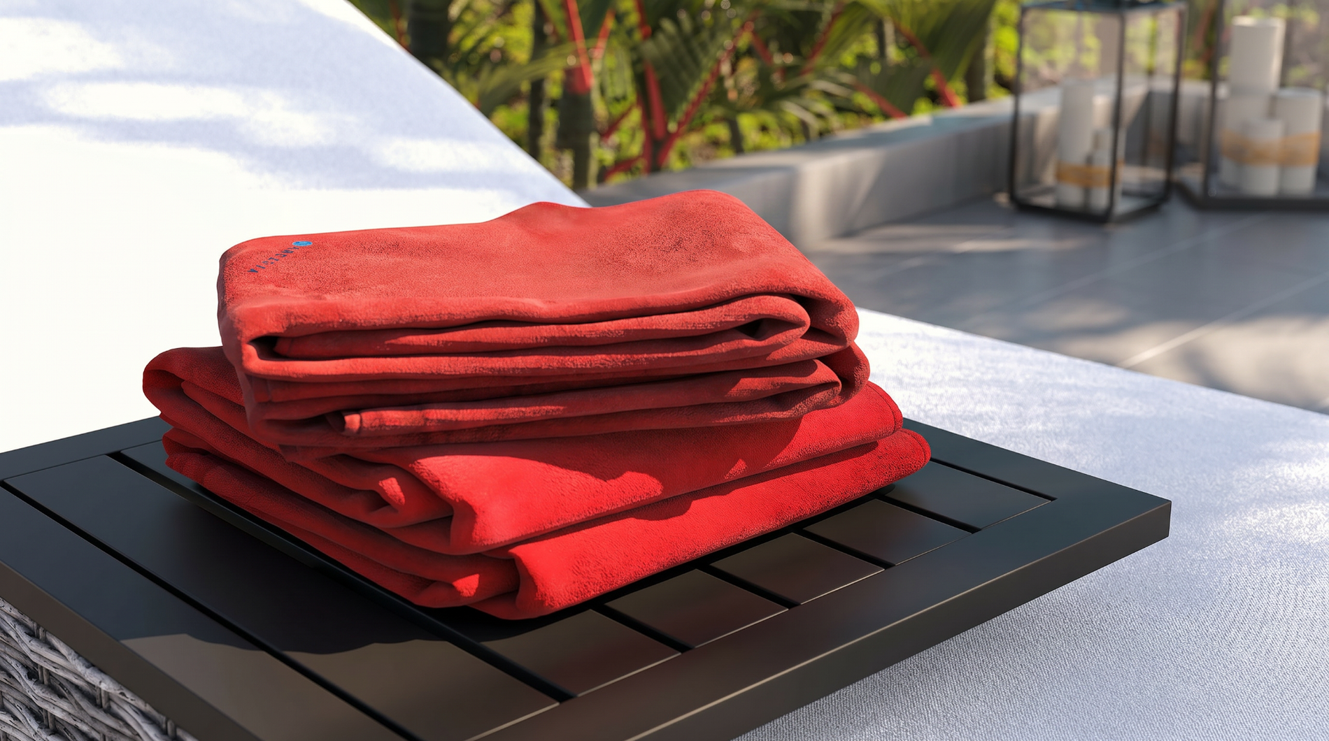 Koc fleece zestaw 2 szt. - czerwony