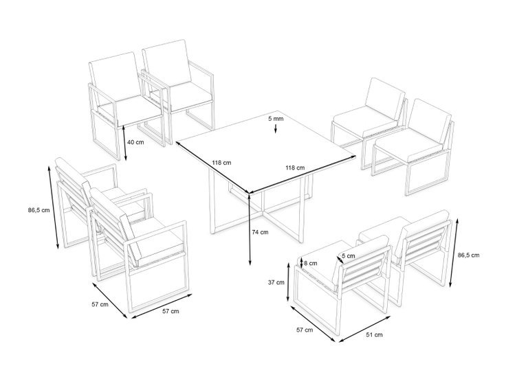 Wymiary produktu - Nova Dining XL