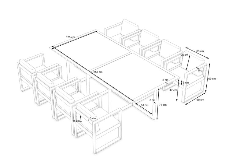 Wymiary produktu - Ricardo Dining XL