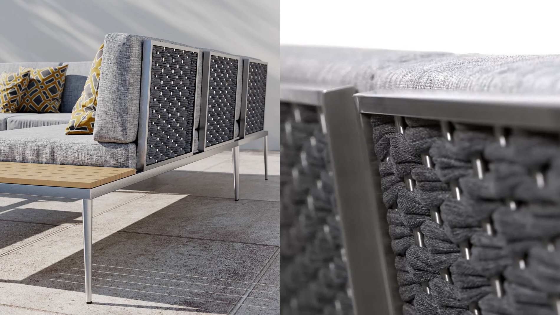 Lina ciemnoszara pleciona Zbliżenie